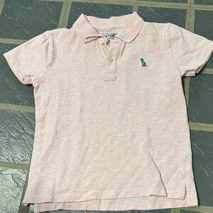 Crewcuts Light Pink Polo with Green Dino Embroidery